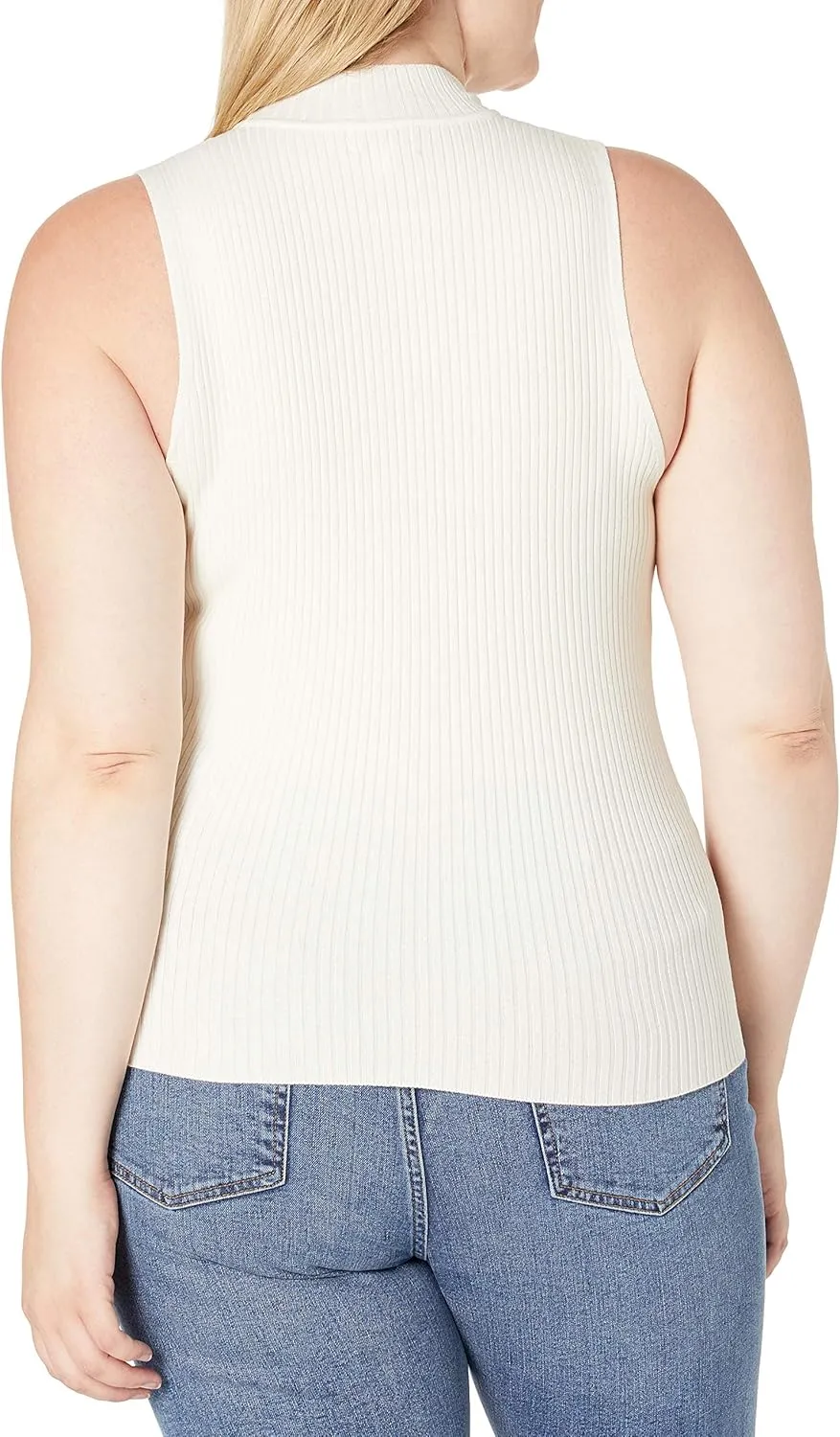 The Drop Women's Karolina Sleeveless Ribbed Mock-Neck Sweater