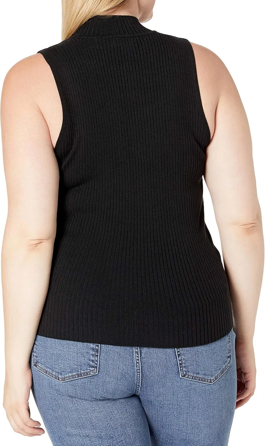 The Drop Women's Karolina Sleeveless Ribbed Mock-Neck Sweater