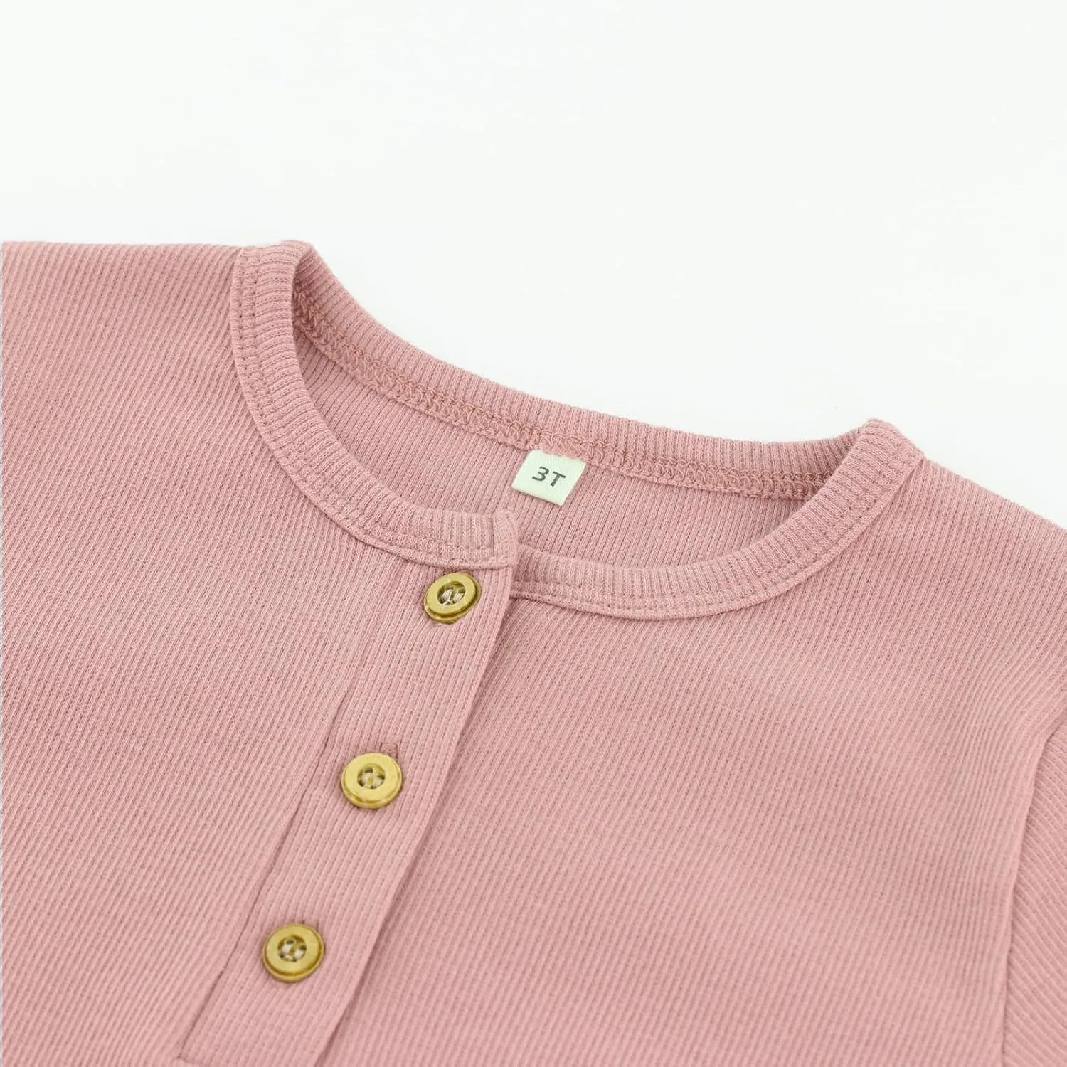 Toddler Short Sleeve Henley Shirt Boys Ribbed T-Shirt