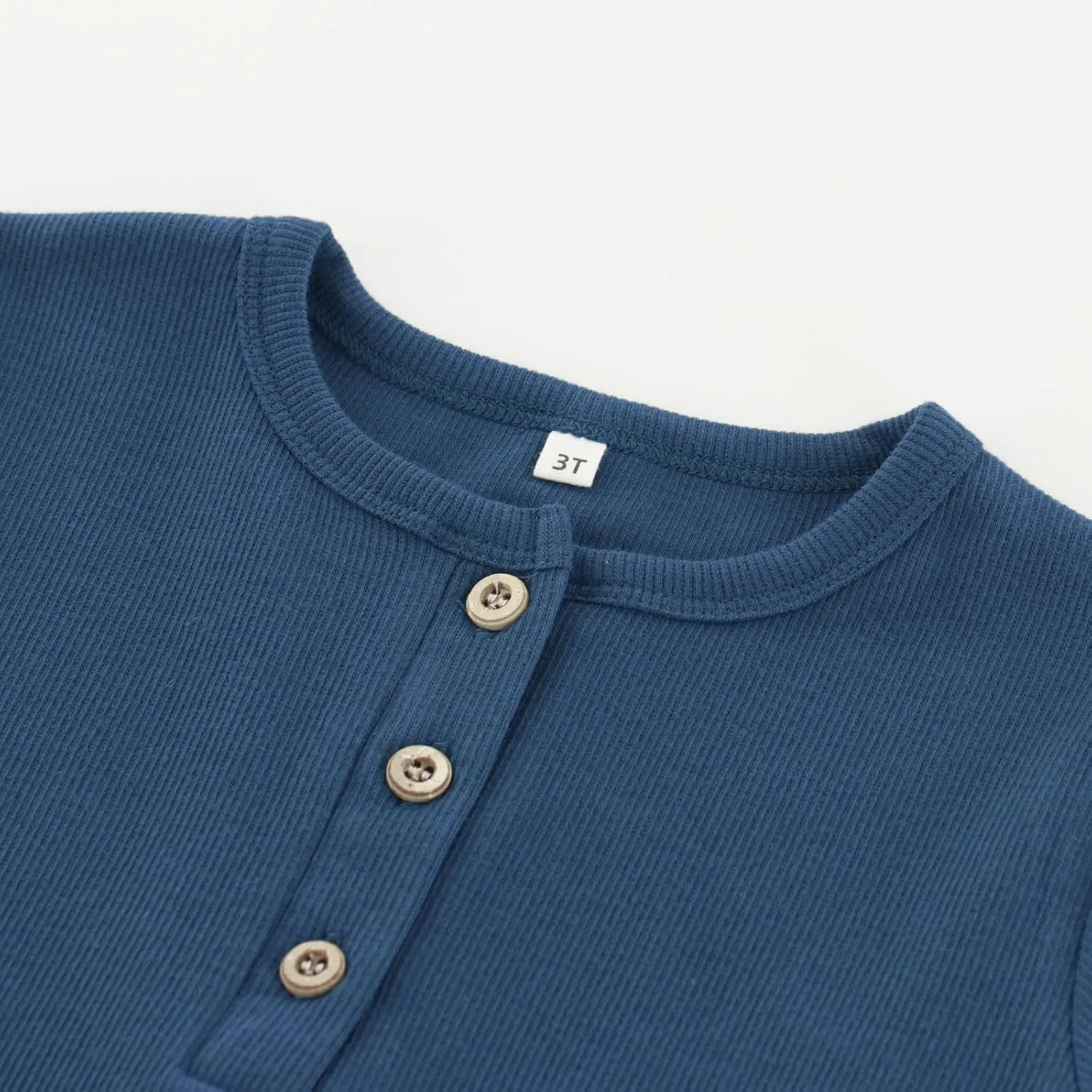 Toddler Short Sleeve Henley Shirt Boys Ribbed T-Shirt