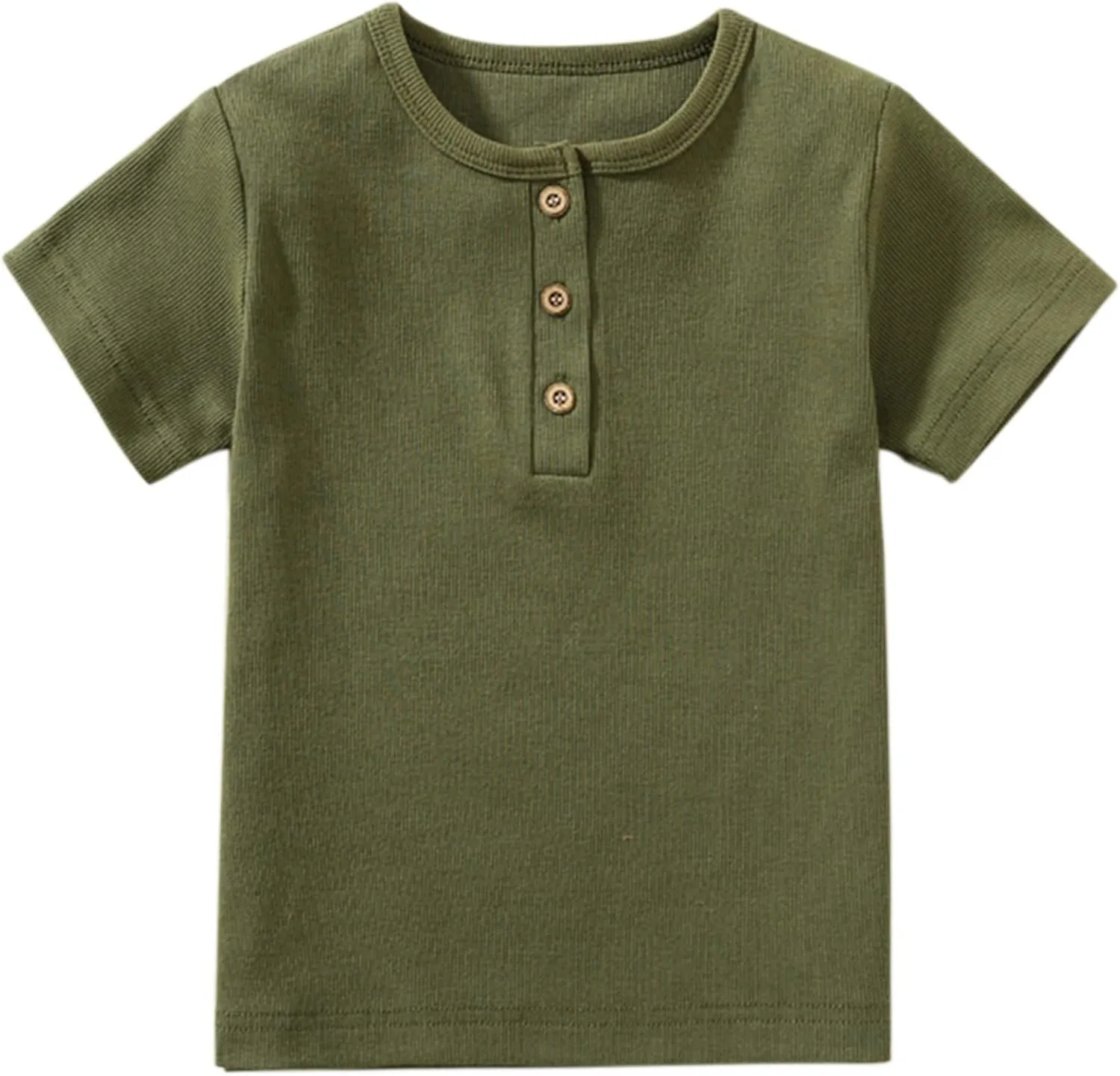 Toddler Short Sleeve Henley Shirt Boys Ribbed T-Shirt