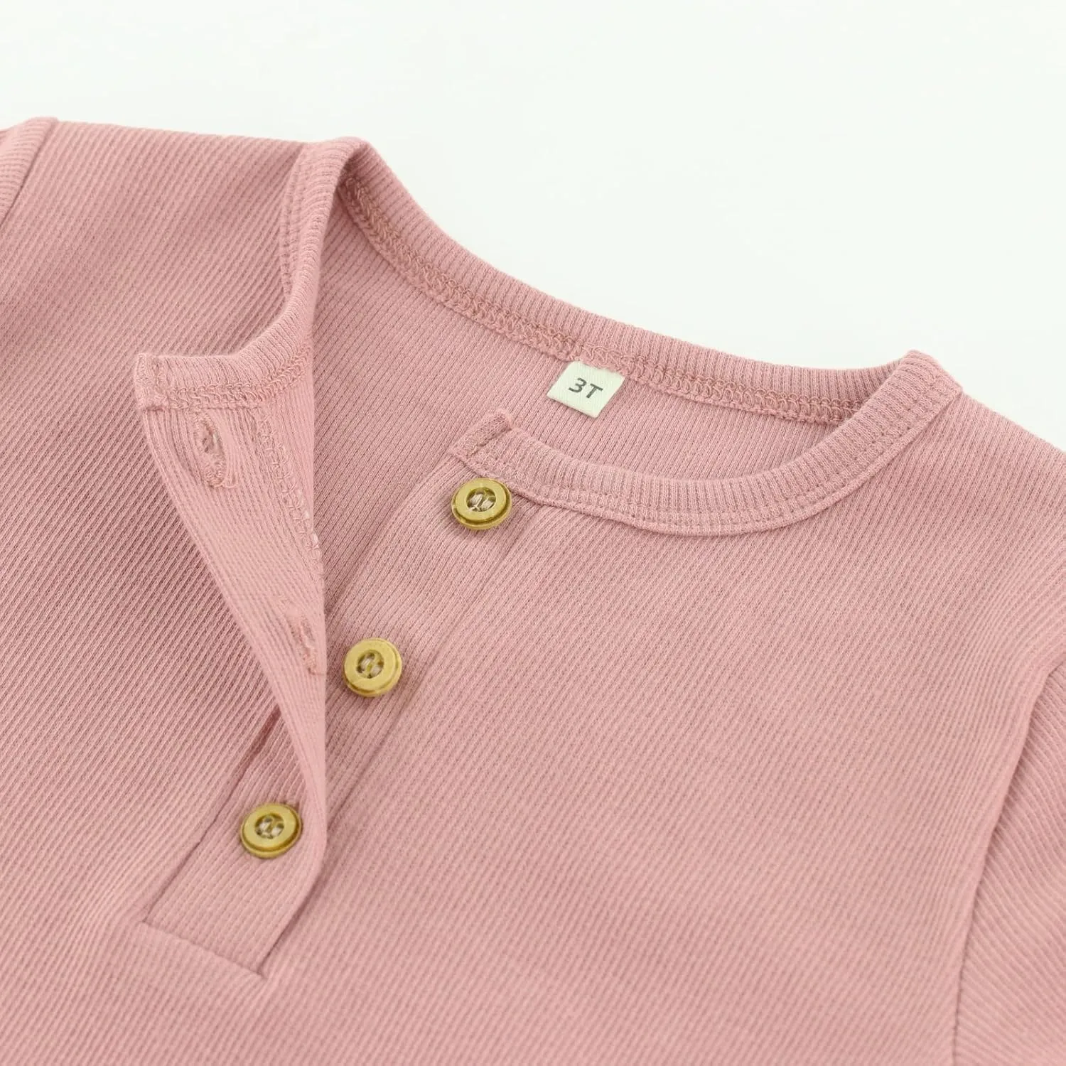 Toddler Short Sleeve Henley Shirt Boys Ribbed T-Shirt