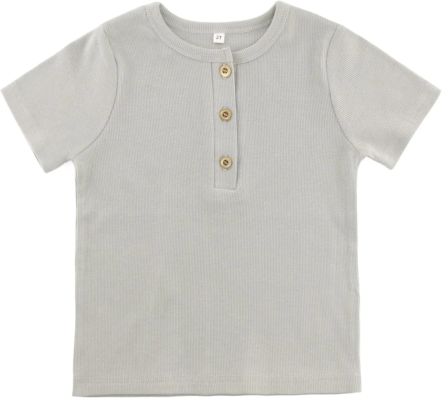 Toddler Short Sleeve Henley Shirt Boys Ribbed T-Shirt
