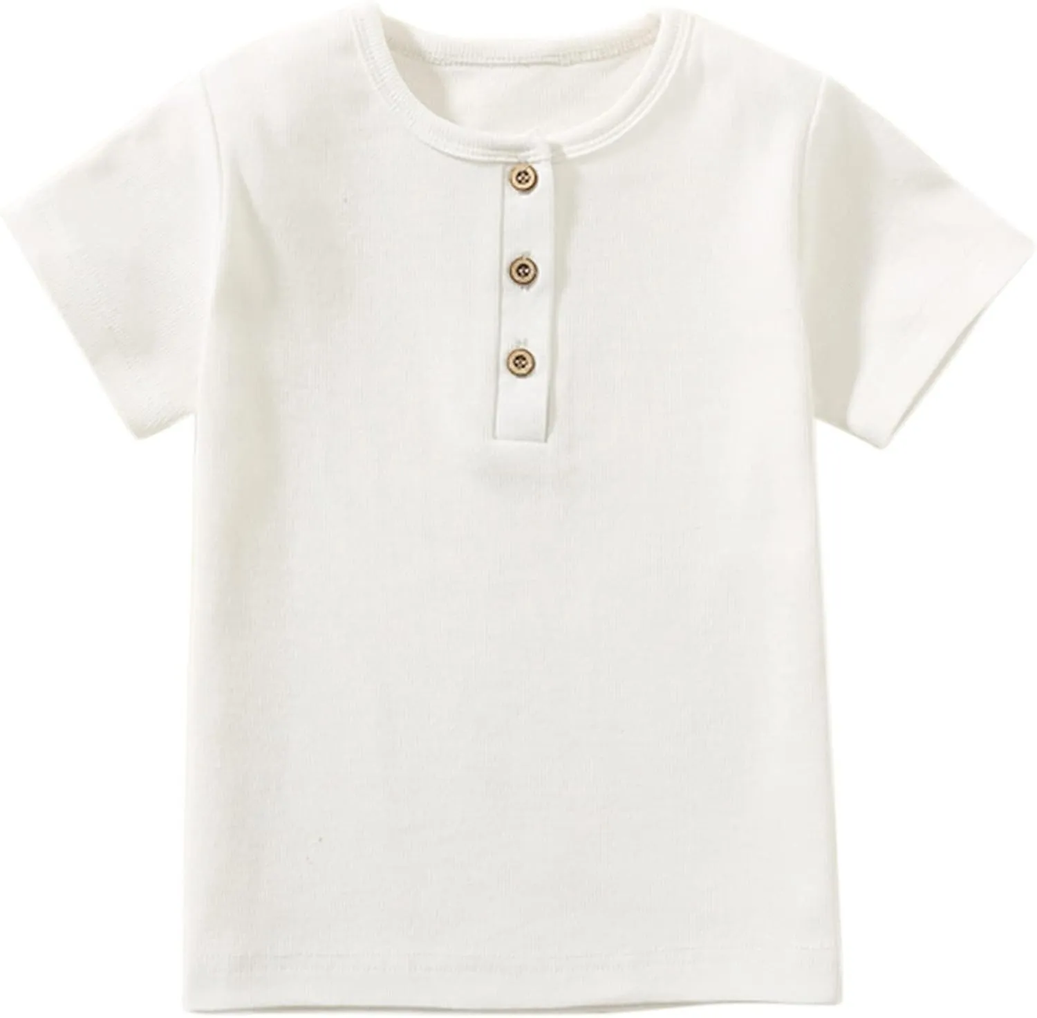 Toddler Short Sleeve Henley Shirt Boys Ribbed T-Shirt