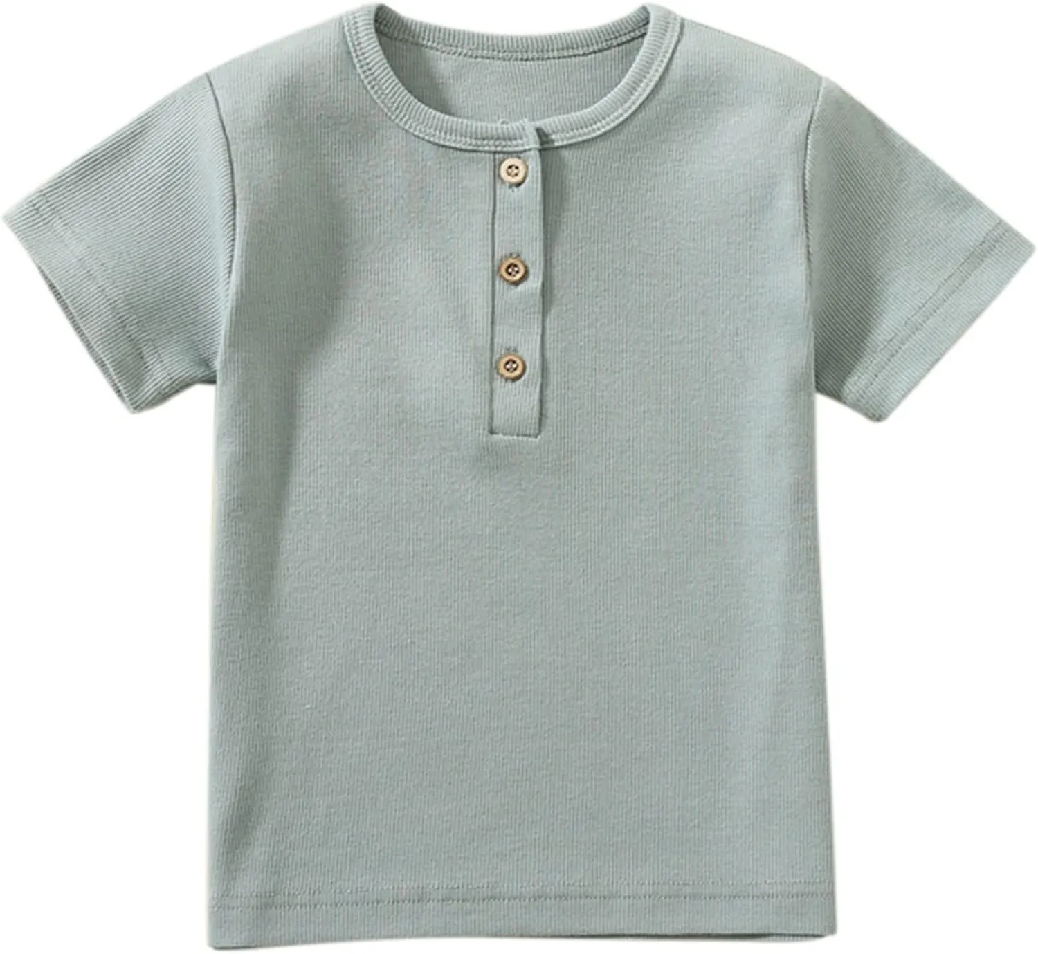 Toddler Short Sleeve Henley Shirt Boys Ribbed T-Shirt