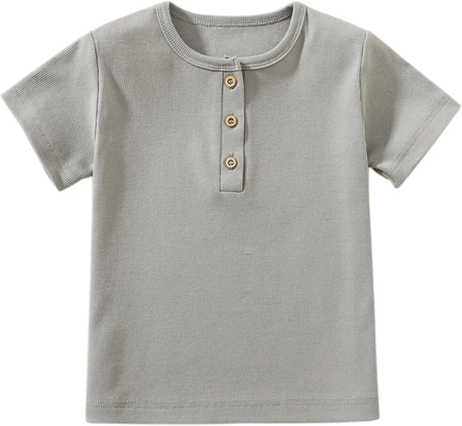 Toddler Short Sleeve Henley Shirt Boys Ribbed T-Shirt