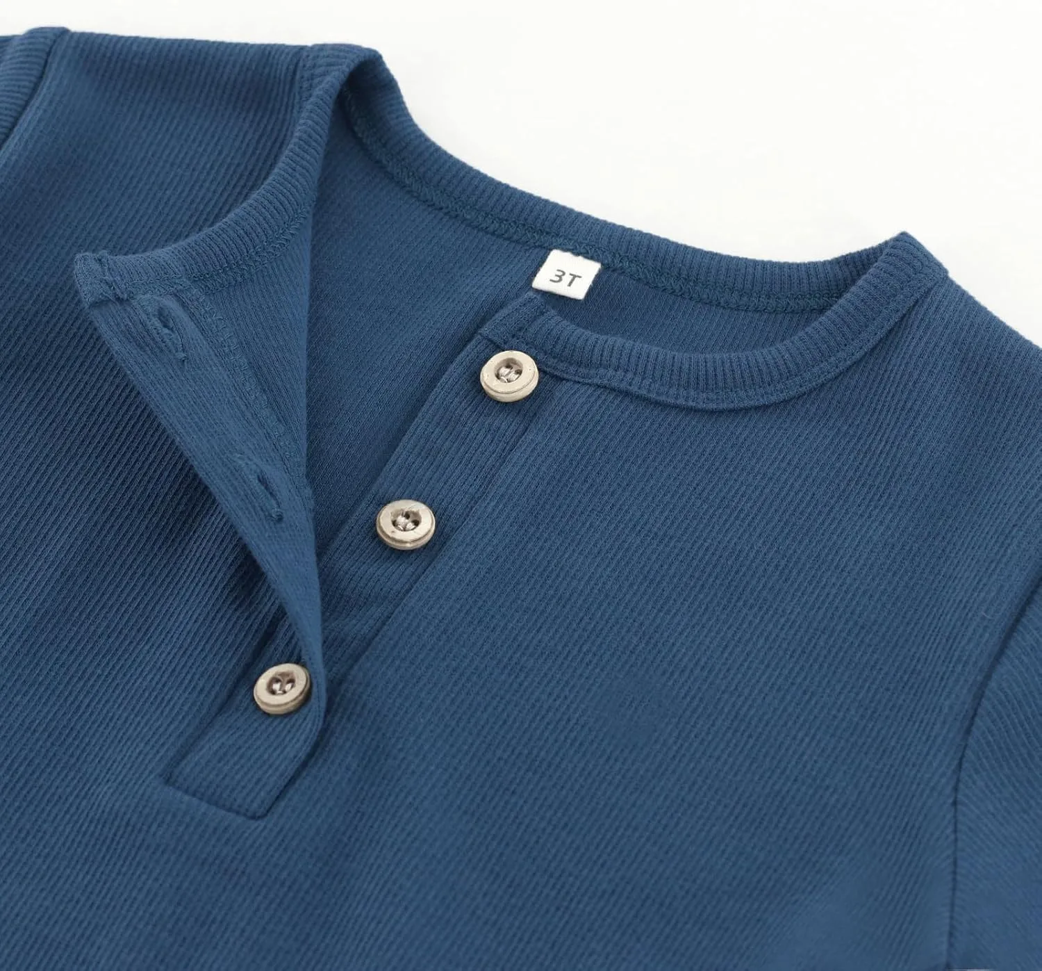 Toddler Short Sleeve Henley Shirt Boys Ribbed T-Shirt