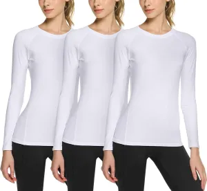 TSLA Women's Sports Compression Shirt, Cool Dry Fit Long Sleeve Workout Tops, Athletic Exercise Gym Yoga Shirts