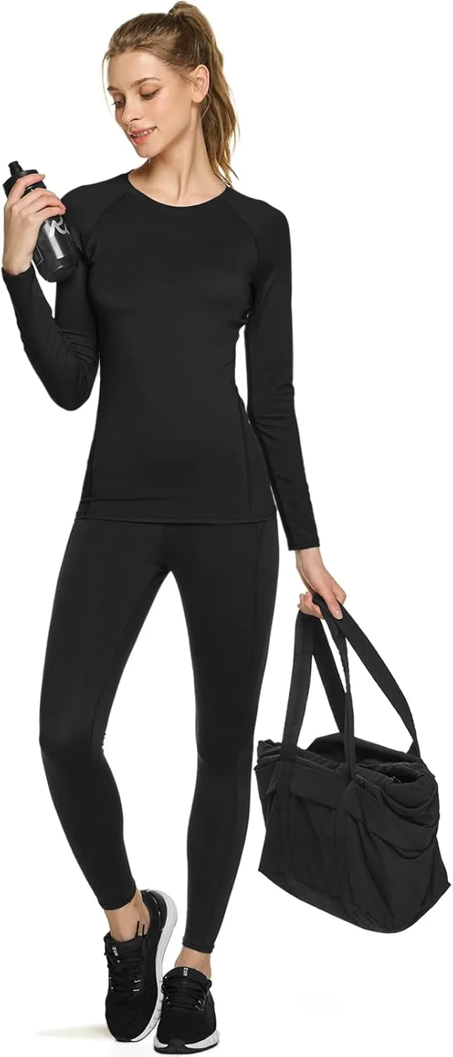 TSLA Women's Sports Compression Shirt, Cool Dry Fit Long Sleeve Workout Tops, Athletic Exercise Gym Yoga Shirts