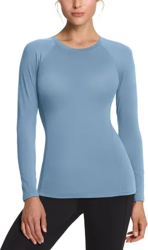 TSLA Women's Sports Compression Shirt, Cool Dry Fit Long Sleeve Workout Tops, Athletic Exercise Gym Yoga Shirts