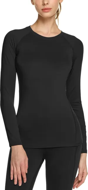 TSLA Women's Sports Compression Shirt, Cool Dry Fit Long Sleeve Workout Tops, Athletic Exercise Gym Yoga Shirts