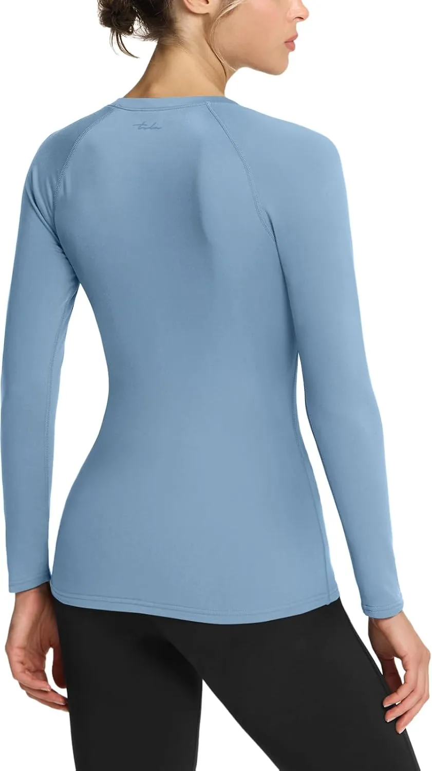 TSLA Women's Sports Compression Shirt, Cool Dry Fit Long Sleeve Workout Tops, Athletic Exercise Gym Yoga Shirts