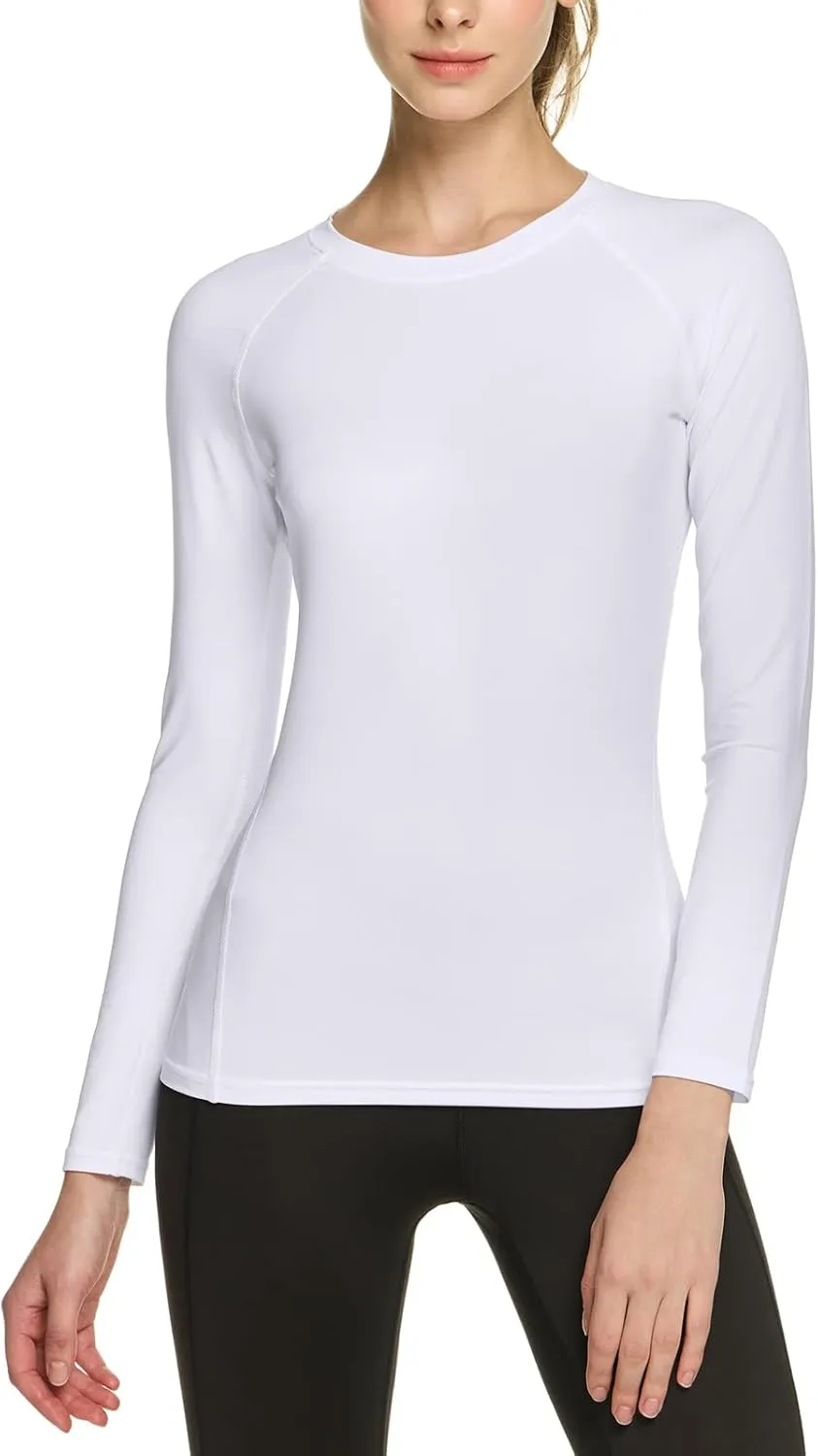 TSLA Women's Sports Compression Shirt, Cool Dry Fit Long Sleeve Workout Tops, Athletic Exercise Gym Yoga Shirts