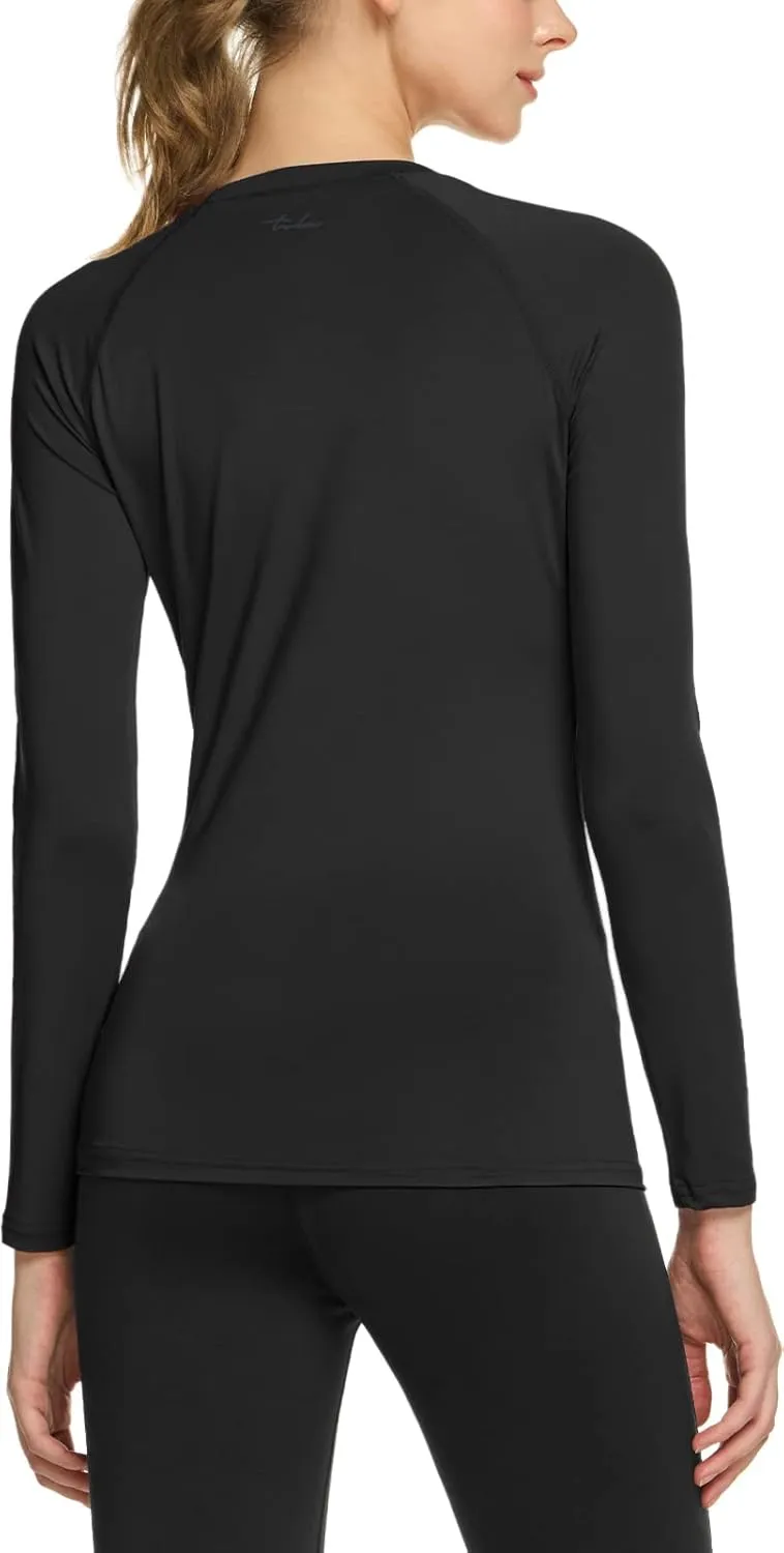 TSLA Women's Sports Compression Shirt, Cool Dry Fit Long Sleeve Workout Tops, Athletic Exercise Gym Yoga Shirts