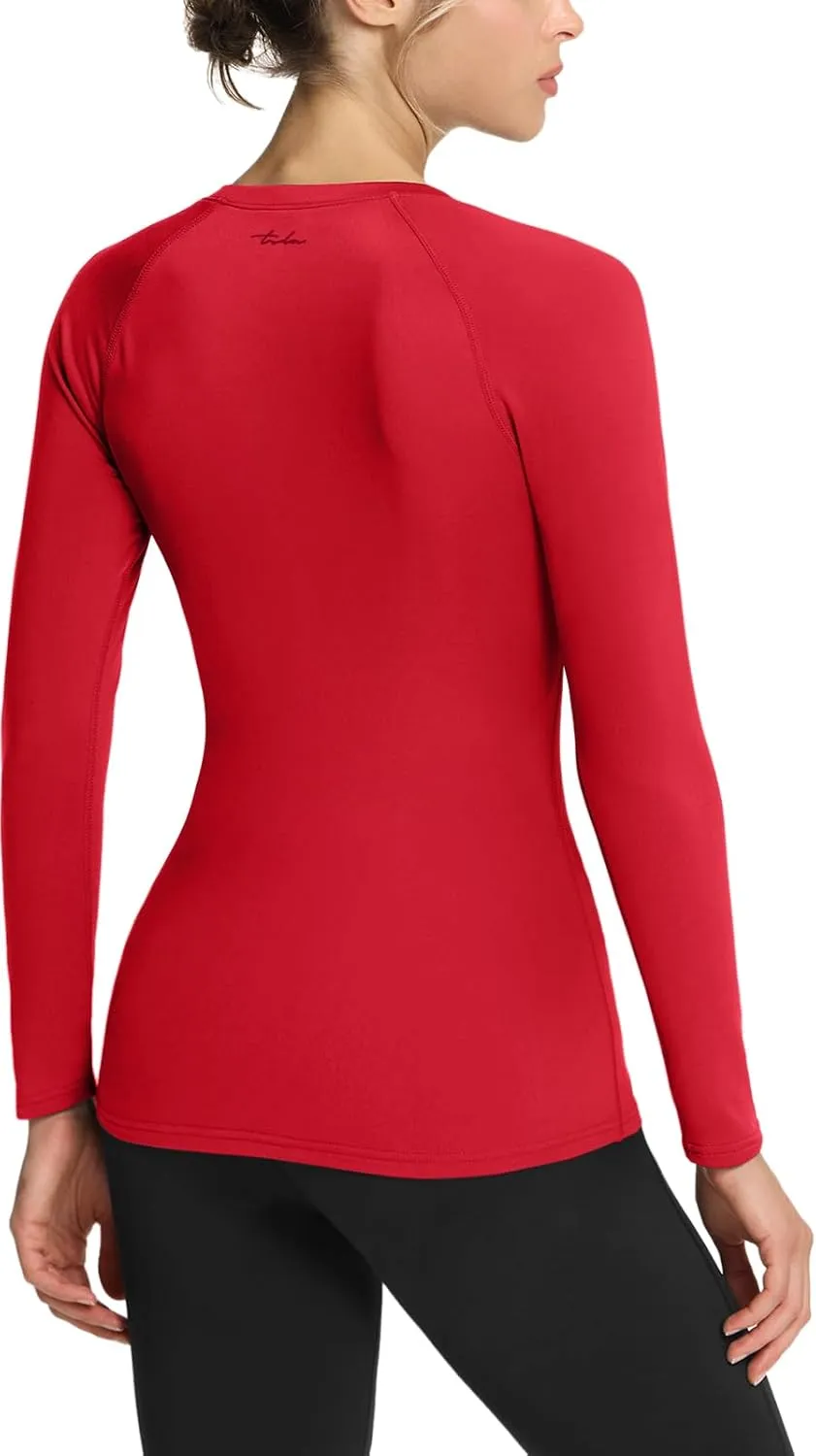 TSLA Women's Sports Compression Shirt, Cool Dry Fit Long Sleeve Workout Tops, Athletic Exercise Gym Yoga Shirts