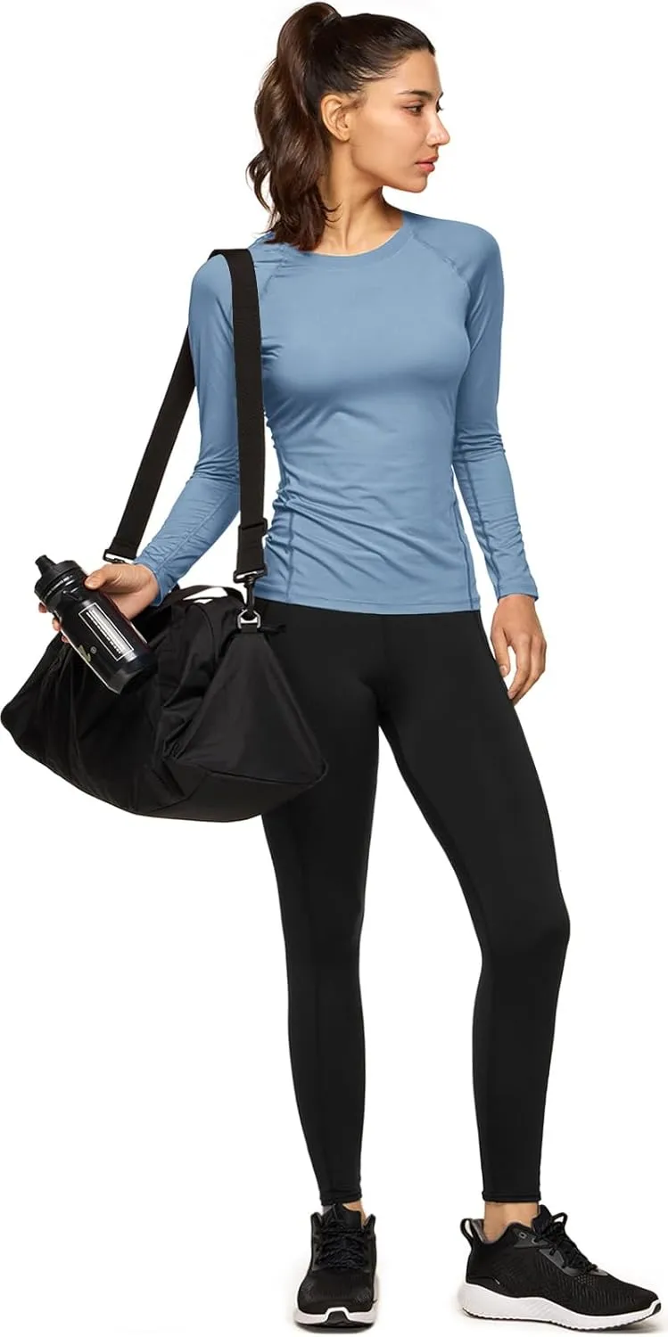 TSLA Women's Sports Compression Shirt, Cool Dry Fit Long Sleeve Workout Tops, Athletic Exercise Gym Yoga Shirts