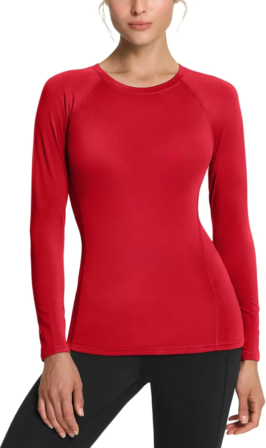 TSLA Women's Sports Compression Shirt, Cool Dry Fit Long Sleeve Workout Tops, Athletic Exercise Gym Yoga Shirts