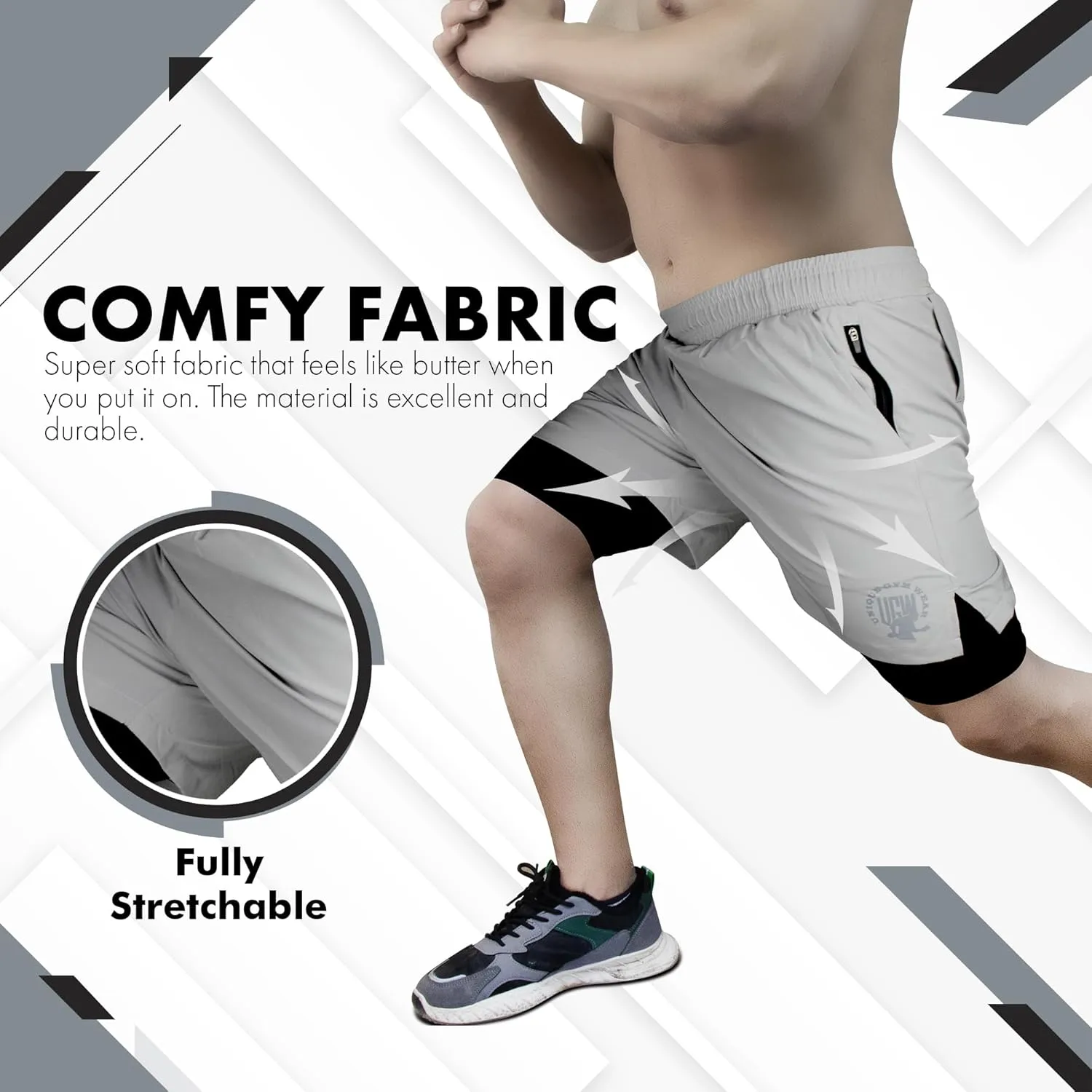 UGW Men’s 2-in-1 Quick Dry Athletic Running Shorts, Workout Shorts with Zip Pockets & Towel Loop, Gym Shorts 5" & 7" Inseam