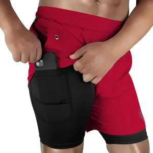 UGW Men’s 2-in-1 Quick Dry Athletic Running Shorts, Workout Shorts with Zip Pockets & Towel Loop, Gym Shorts 5" & 7" Inseam