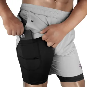 UGW Men’s 2-in-1 Quick Dry Athletic Running Shorts, Workout Shorts with Zip Pockets & Towel Loop, Gym Shorts 5" & 7" Inseam