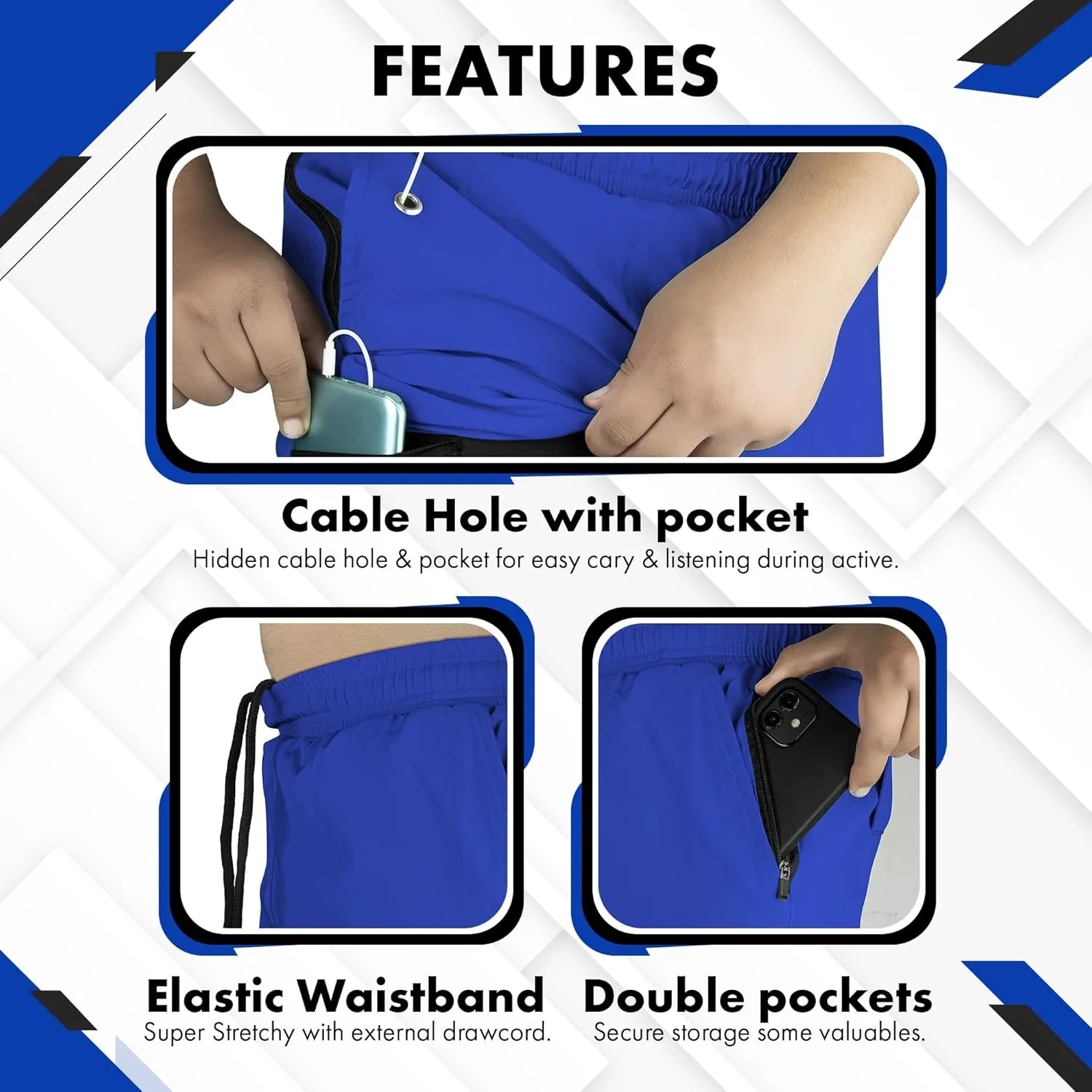 UGW Men’s 2-in-1 Quick Dry Athletic Running Shorts, Workout Shorts with Zip Pockets & Towel Loop, Gym Shorts 5" & 7" Inseam