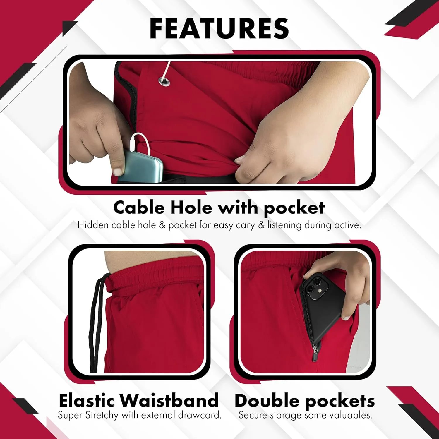 UGW Men’s 2-in-1 Quick Dry Athletic Running Shorts, Workout Shorts with Zip Pockets & Towel Loop, Gym Shorts 5" & 7" Inseam