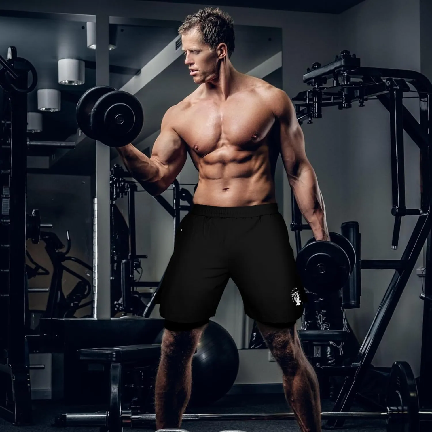 UGW Men’s 2-in-1 Quick Dry Athletic Running Shorts, Workout Shorts with Zip Pockets & Towel Loop, Gym Shorts 5" & 7" Inseam