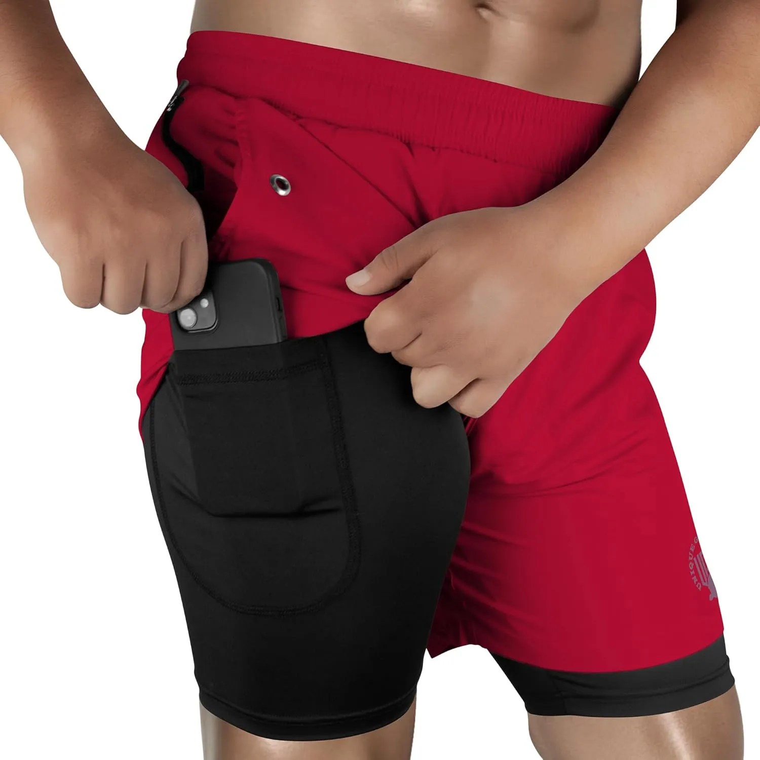 UGW Men’s 2-in-1 Quick Dry Athletic Running Shorts, Workout Shorts with Zip Pockets & Towel Loop, Gym Shorts 5" & 7" Inseam