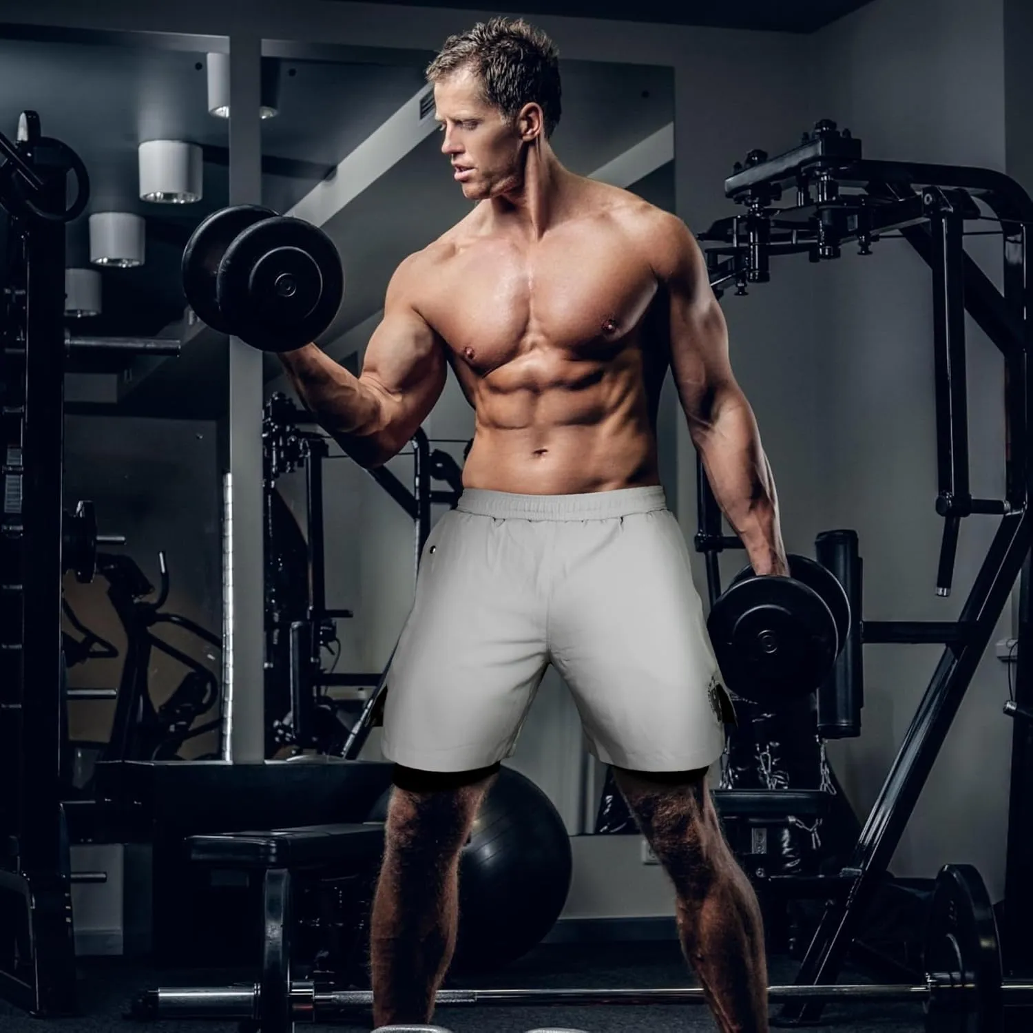 UGW Men’s 2-in-1 Quick Dry Athletic Running Shorts, Workout Shorts with Zip Pockets & Towel Loop, Gym Shorts 5" & 7" Inseam