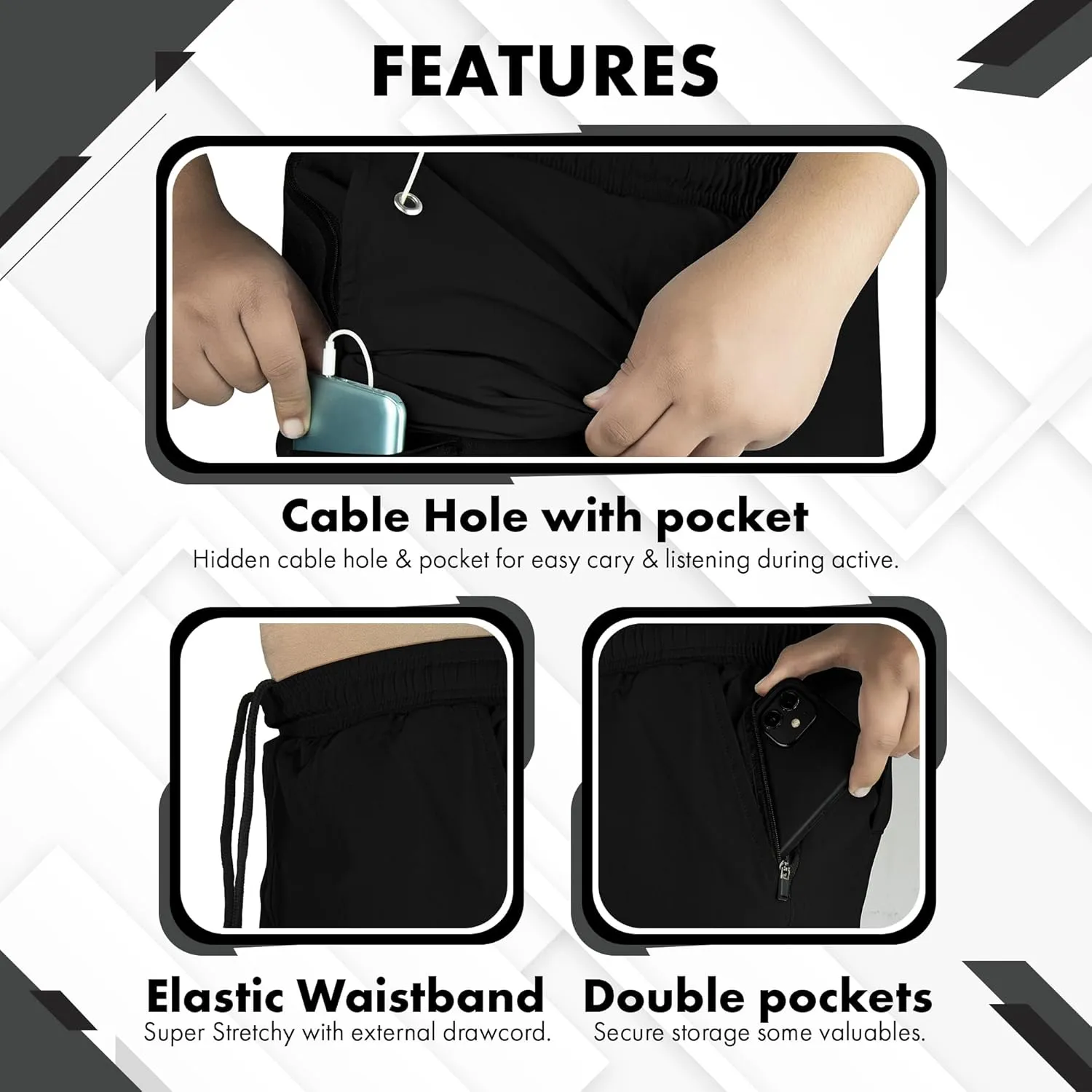 UGW Men’s 2-in-1 Quick Dry Athletic Running Shorts, Workout Shorts with Zip Pockets & Towel Loop, Gym Shorts 5" & 7" Inseam