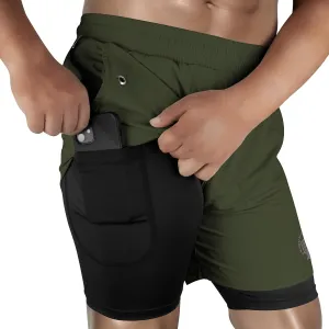 UGW Men’s 2-in-1 Quick Dry Athletic Running Shorts, Workout Shorts with Zip Pockets & Towel Loop, Gym Shorts 5" & 7" Inseam