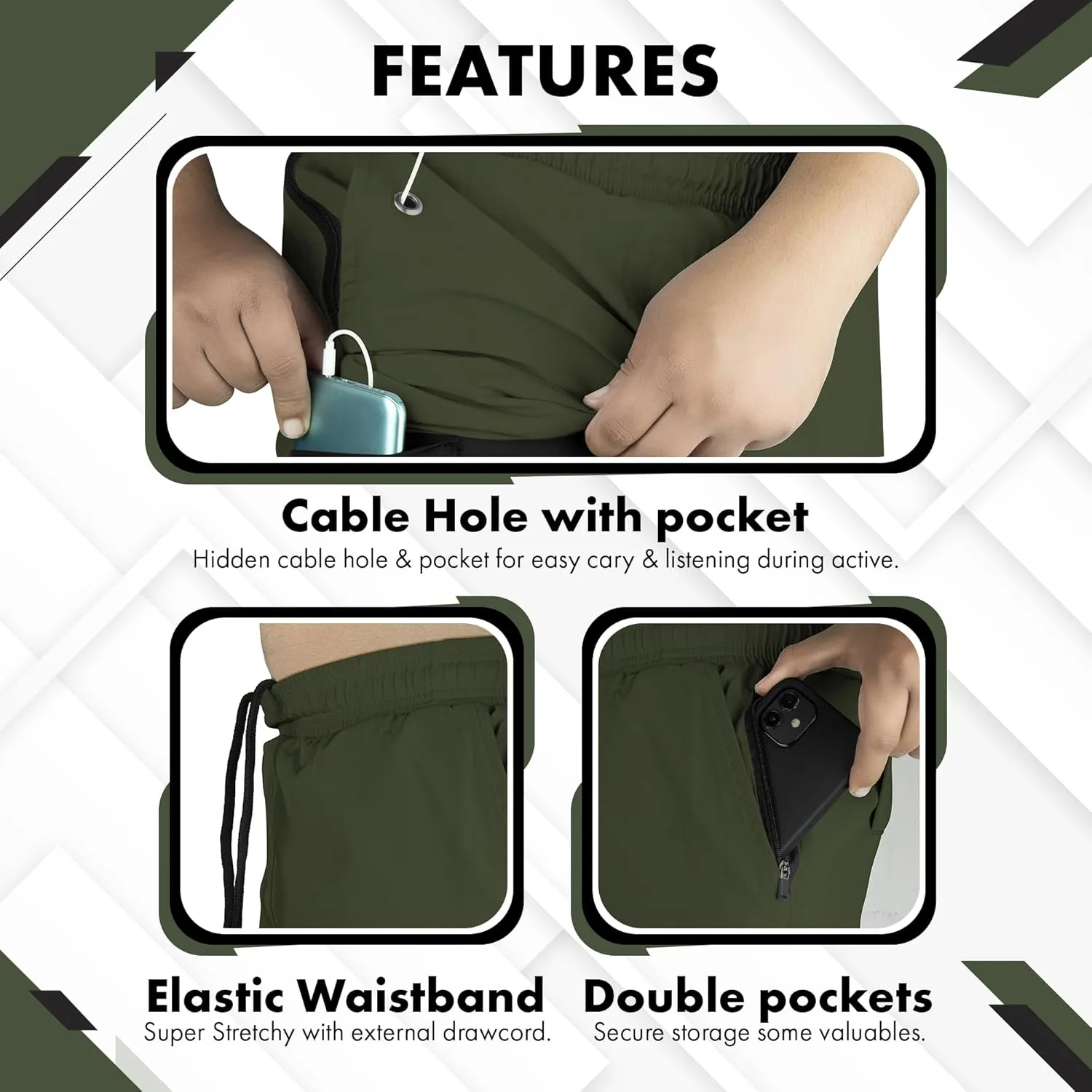 UGW Men’s 2-in-1 Quick Dry Athletic Running Shorts, Workout Shorts with Zip Pockets & Towel Loop, Gym Shorts 5" & 7" Inseam