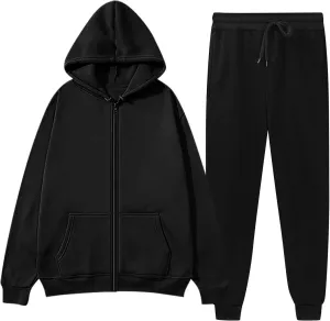 Unisex Sweatsuits 2 Piece Set Long Sleeve Zip Up Sweatshirt Jogging Pants Sets Light Tracksuit Sweat Lounge Matching Set