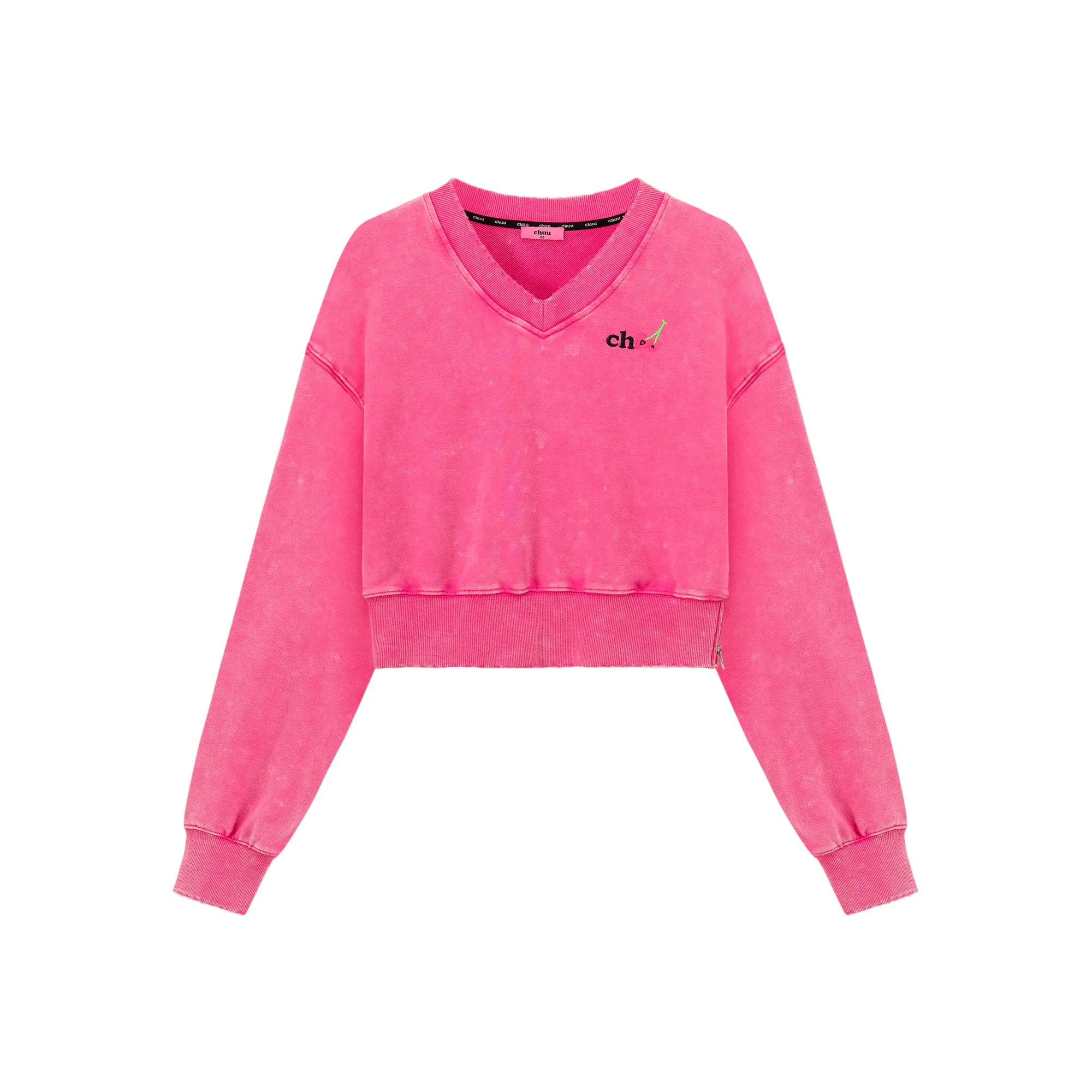 V-Neck Crop Sweatshirt