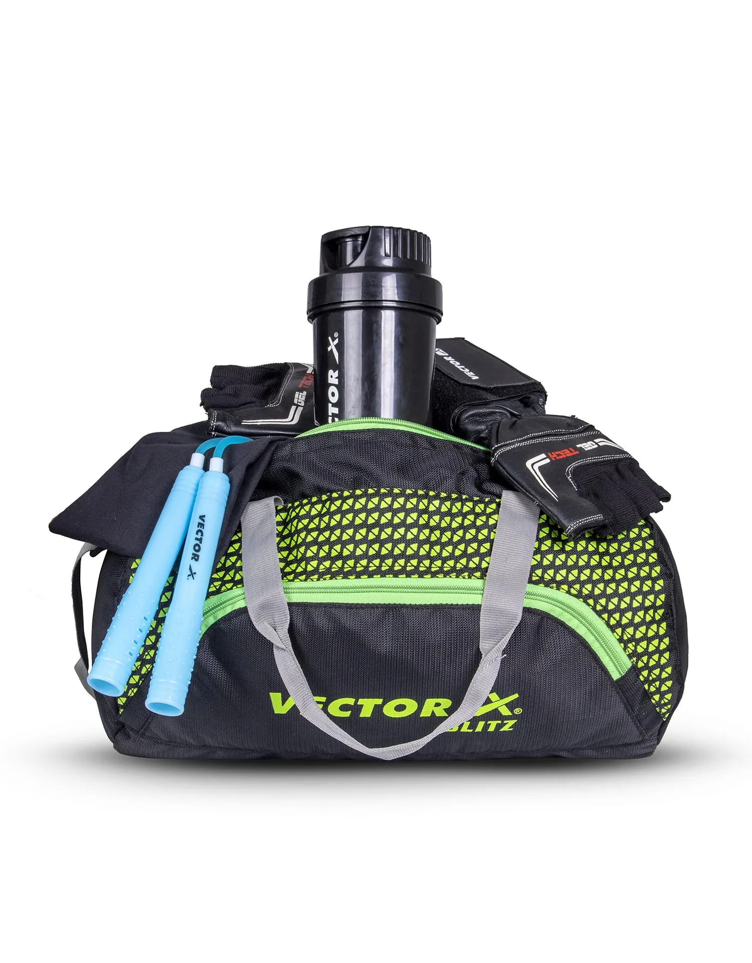 VECTOR X Polyester Blitz Gym Bag II Shoulder bag II Luggage Bag II Sports Bag (Navy-Yellow) 13.5 L