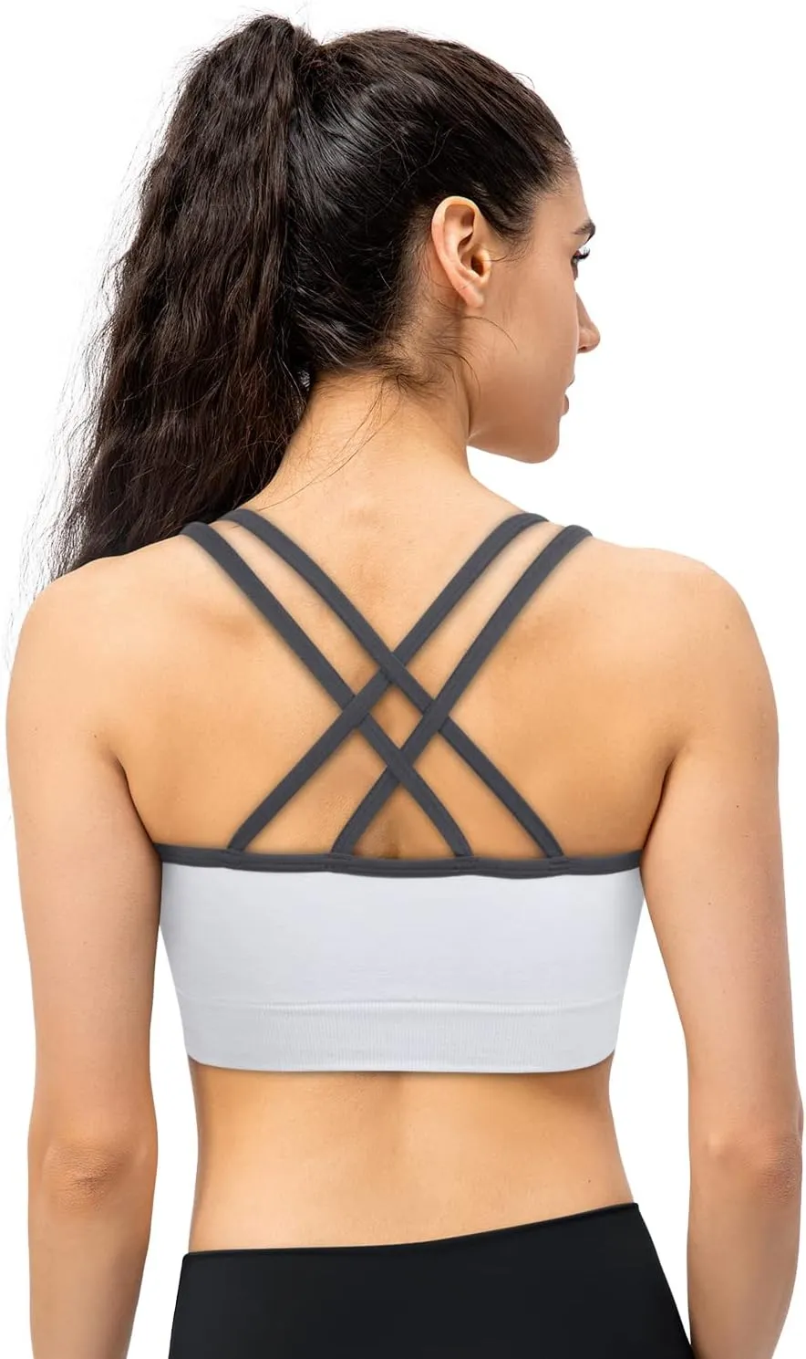 VEQKING Strappy Womens Sports Bra Cross Back for Running Removable Padded Workout Yoga Bras Pack Gifts