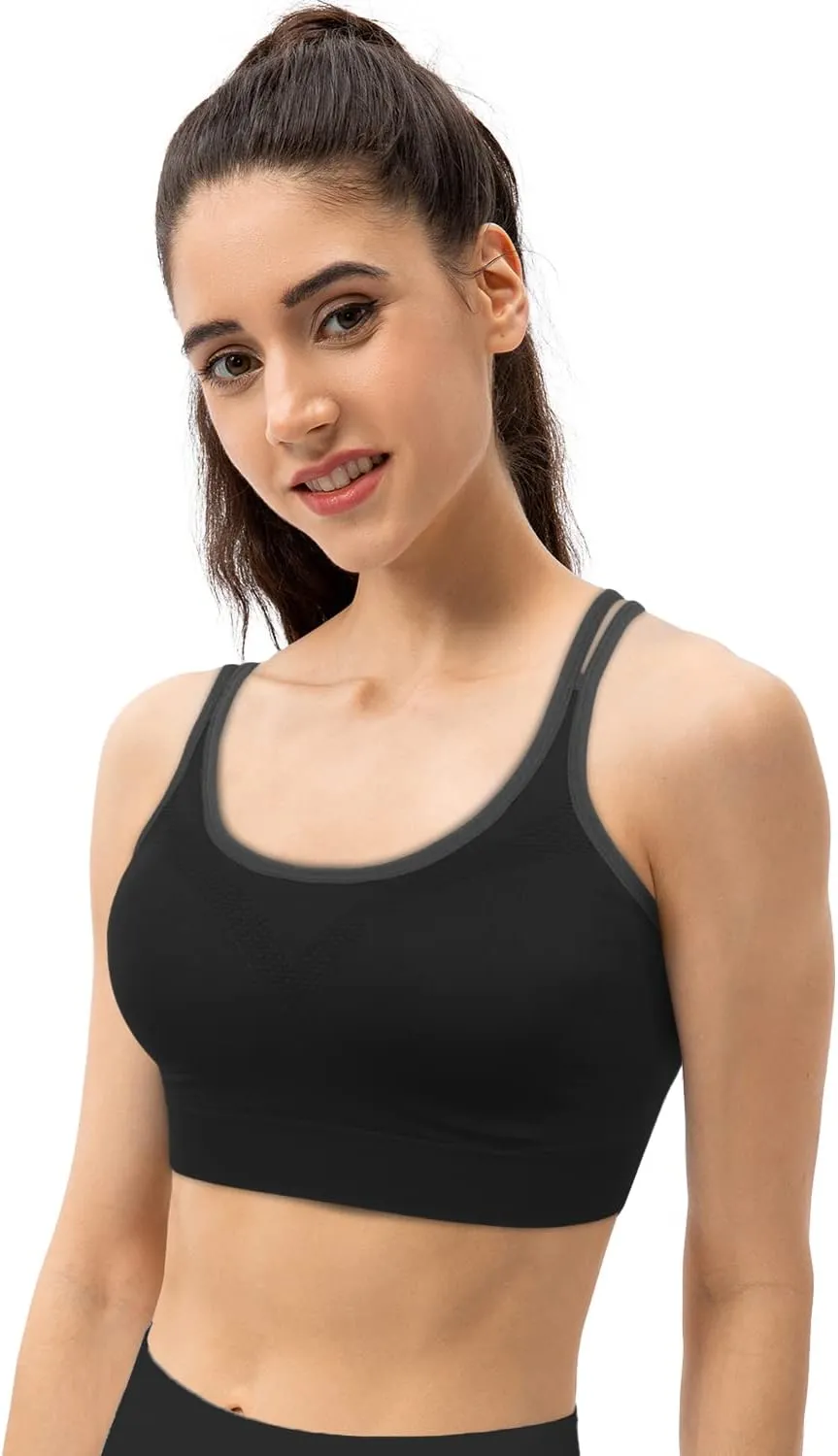 VEQKING Strappy Womens Sports Bra Cross Back for Running Removable Padded Workout Yoga Bras Pack Gifts