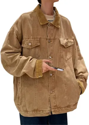 Vintage Denim Jacket Men's Streetwear Loose Fit Coat