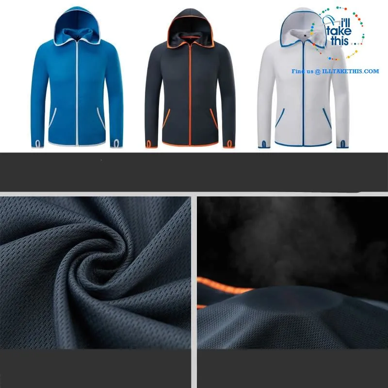 Waterproof Hooded Jacket, Water, Splash & Sun resistant Men's/Women's Jackets in 3 Colors options