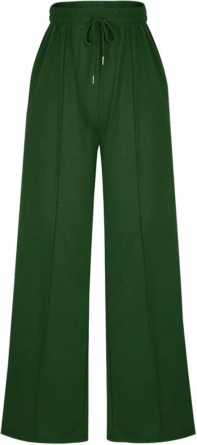 Wide Leg Sweatpants Women 2025 Baggy Drawstring Elastic Waist Straight Trousers Oversized Lounge Joggers Pants Pocket