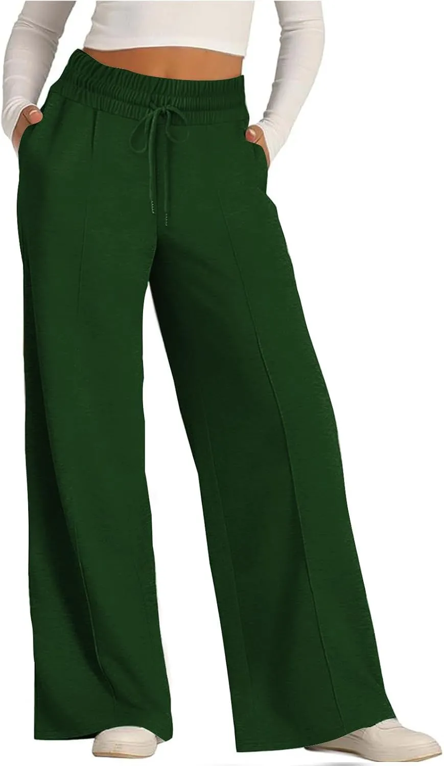 Wide Leg Sweatpants Women 2025 Baggy Drawstring Elastic Waist Straight Trousers Oversized Lounge Joggers Pants Pocket