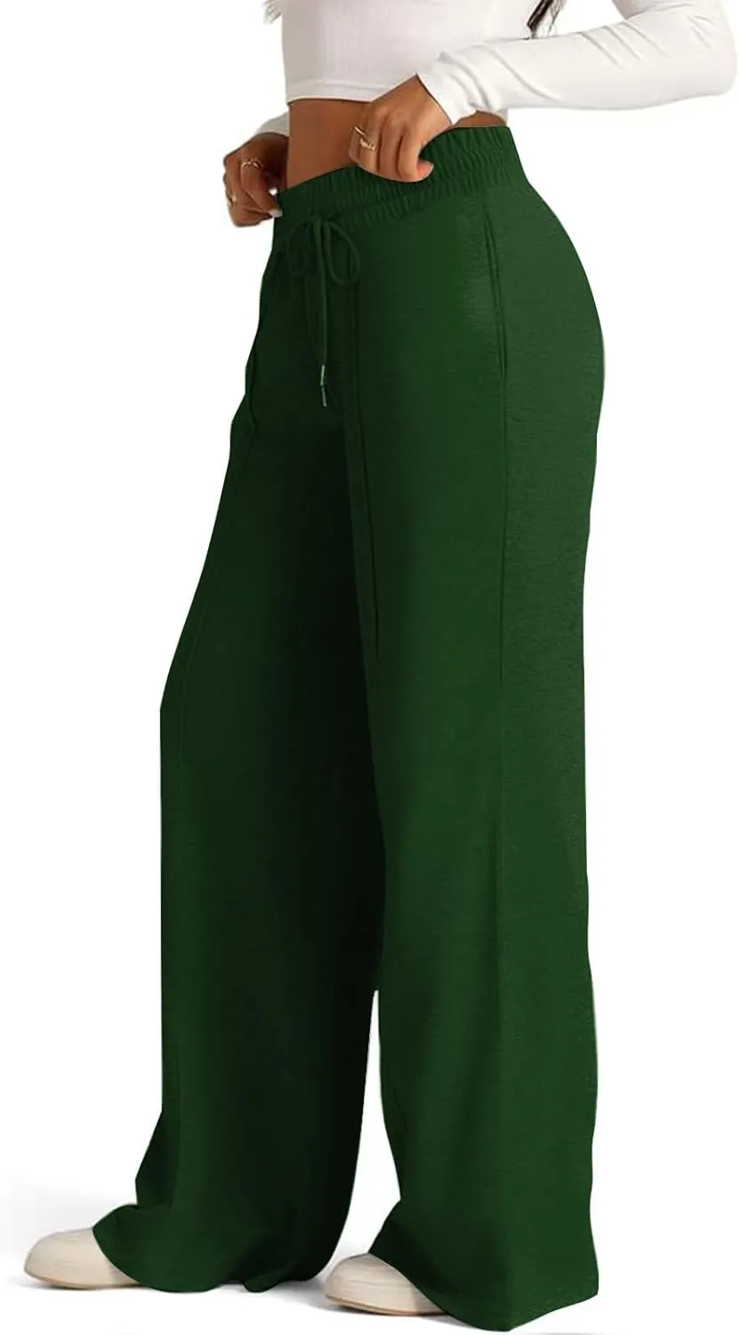Wide Leg Sweatpants Women 2025 Baggy Drawstring Elastic Waist Straight Trousers Oversized Lounge Joggers Pants Pocket