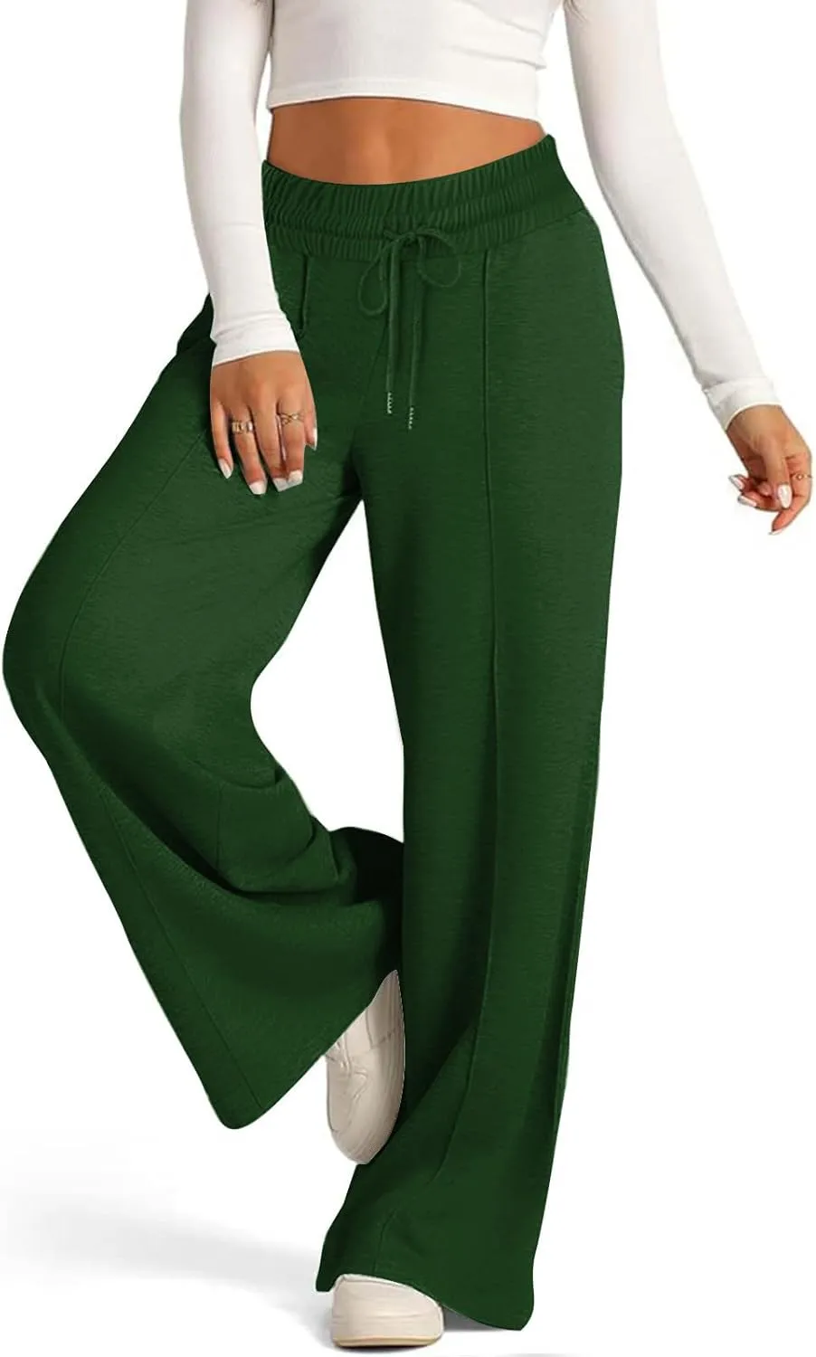 Wide Leg Sweatpants Women 2025 Baggy Drawstring Elastic Waist Straight Trousers Oversized Lounge Joggers Pants Pocket