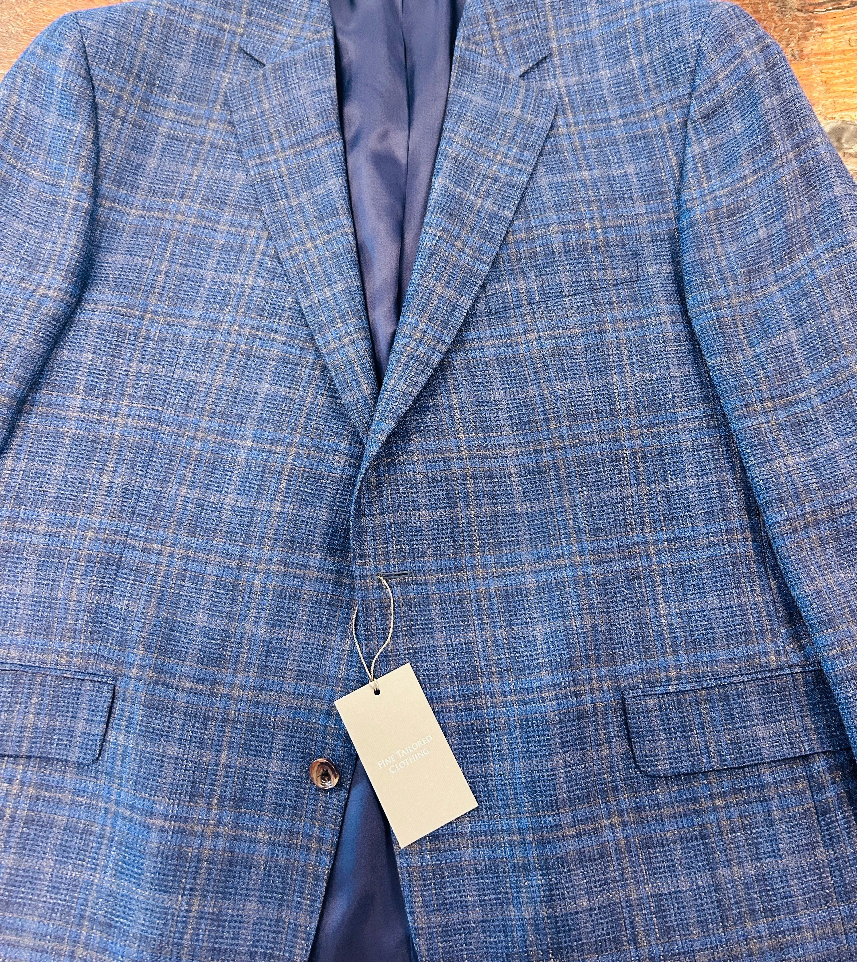 WINDOWPANE SPORT JACKET - 52 - R - BLUE