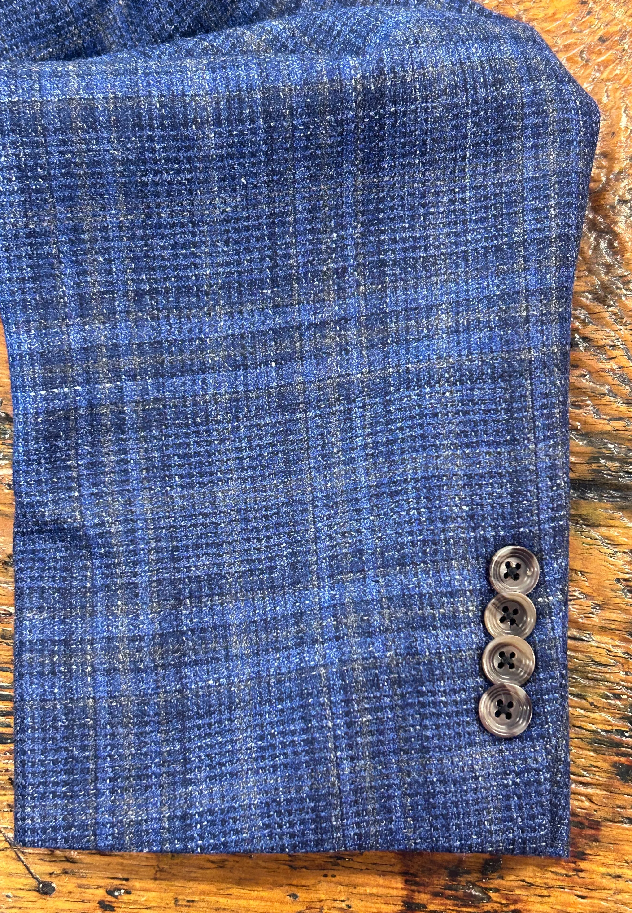 WINDOWPANE SPORT JACKET - 52 - R - BLUE