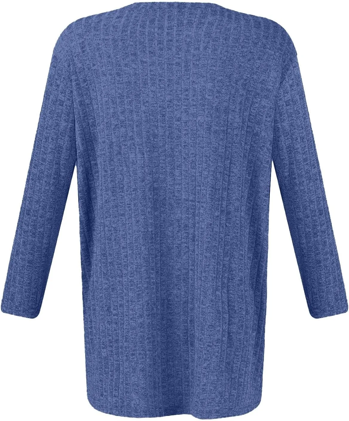 Winter 3/4 Length Sleeve T Shirts Loose Fit Ribbed Knit Cozy Sweaters Plus Size Sweatshirts