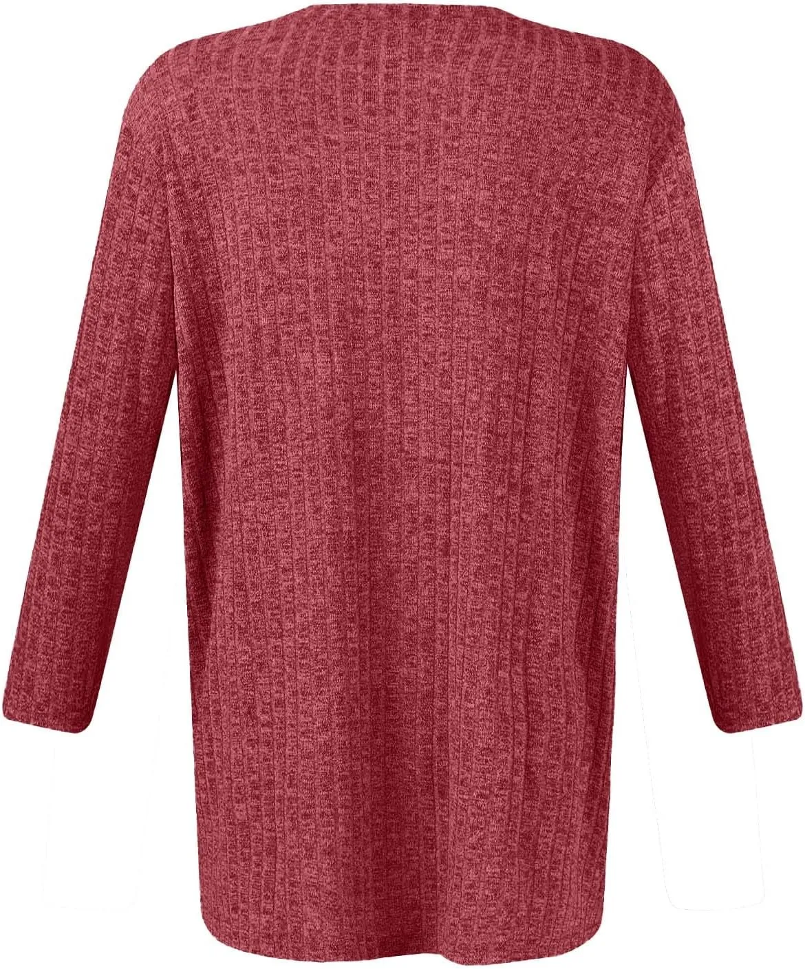 Winter 3/4 Length Sleeve T Shirts Loose Fit Ribbed Knit Cozy Sweaters Plus Size Sweatshirts