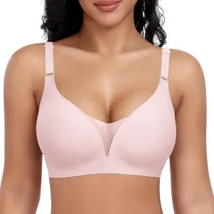 Wireless Bras for Women Lace V Neck No Underwire Supportive Braslettes Support and Lift Full Coverage Everyday Bra