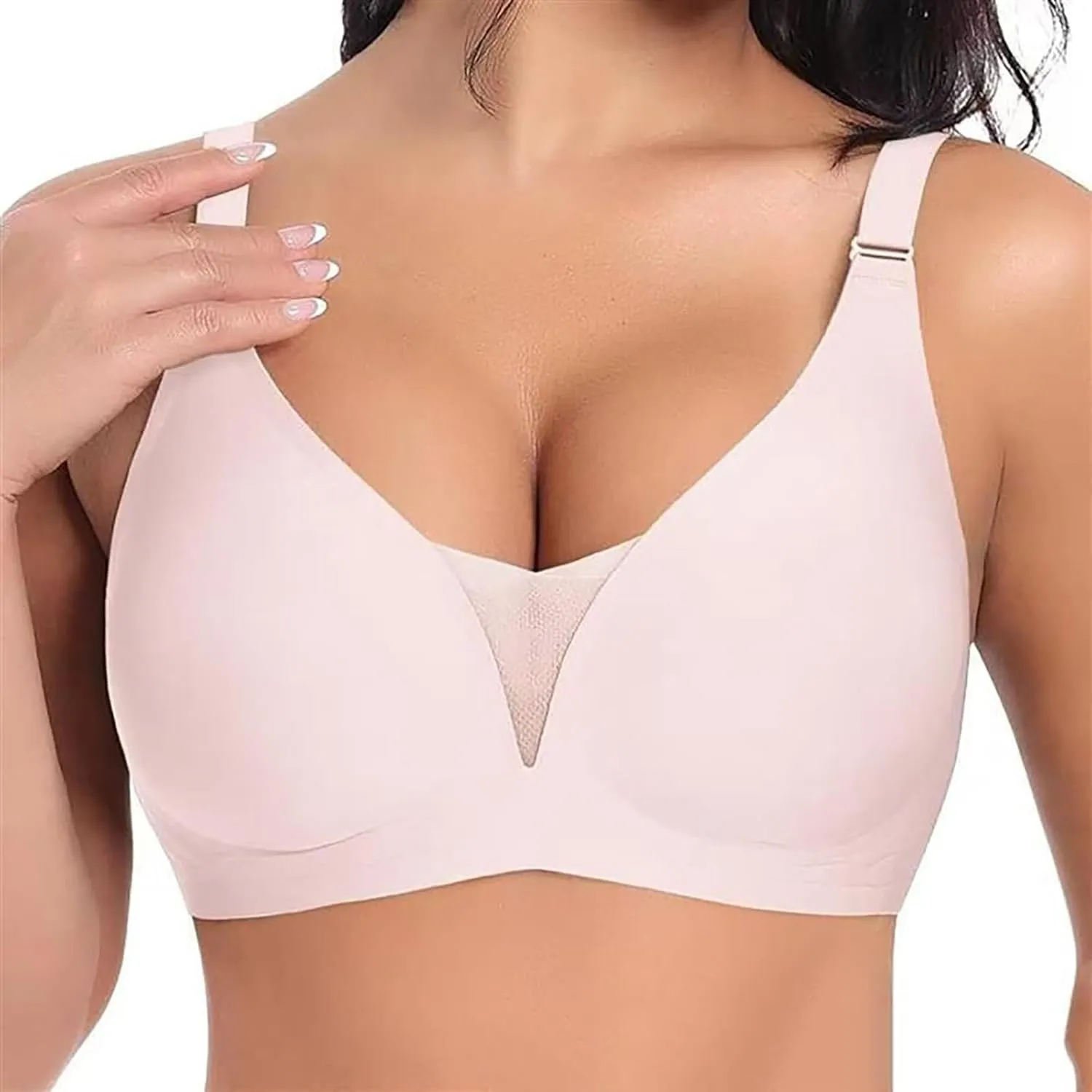 Wireless Bras for Women Lace V Neck No Underwire Supportive Braslettes Support and Lift Full Coverage Everyday Bra