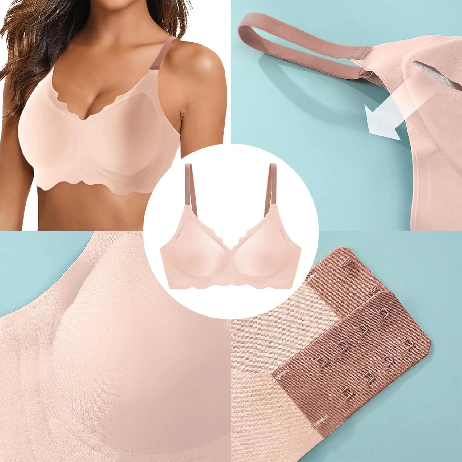 Wireless Sports Bras for Women High Impact Support Push Up No Show Sporty Sports Bra Gym Supportive Comfortable Yoga